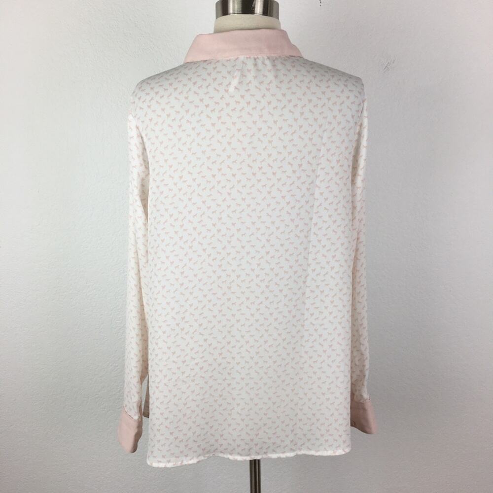 Free People Pink Pop Over Pink  Horse Print Long Sleeve Blouse  Top XS - Picture 5 of 8